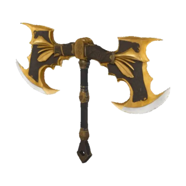 The object features a double-headed axe shape with intricate, demonic-like and… - Doubleheaded 3D model, vytvořený pomocí AI