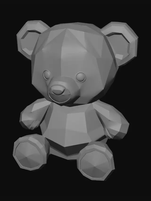 3D model for sevimli ayıcık low poly model üret düz yüzeylerden oluşsun