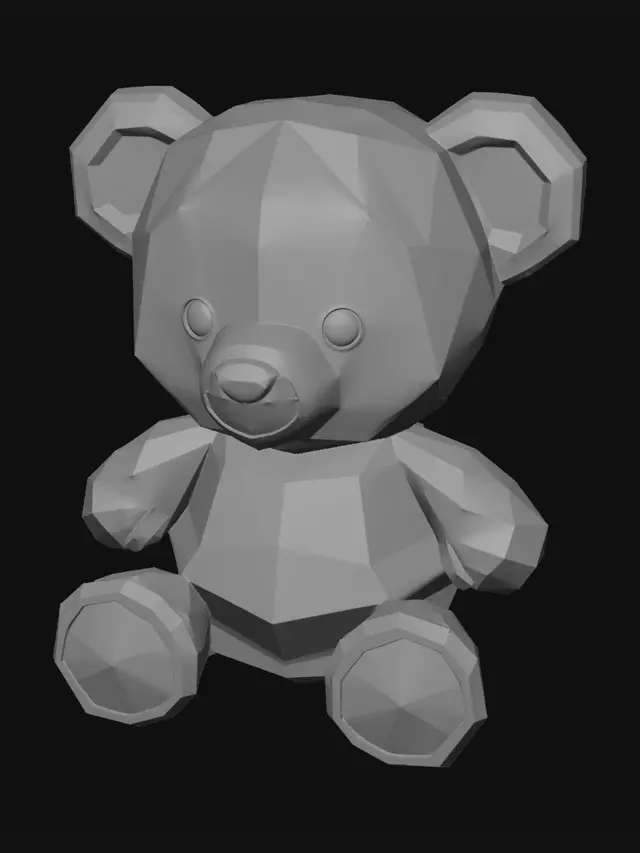 3D model for sevimli ayıcık low poly model üret düz yüzeylerden oluşsun