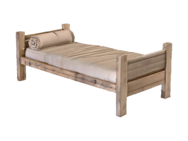 Rustic Wooden Bed - Sleep 3D model, vytvořený pomocí AI