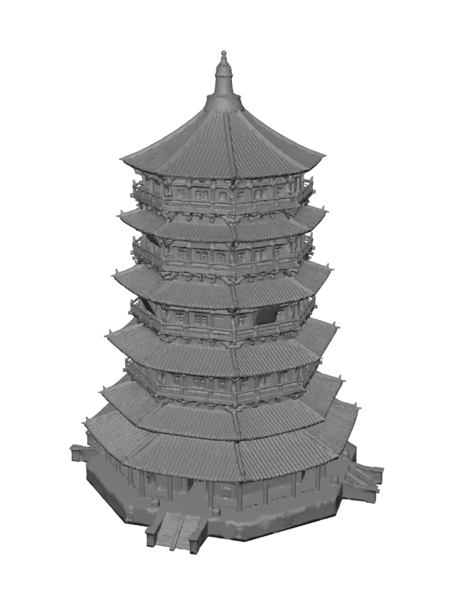 3D model for Seven-Story Wooden Chinese Pagoda