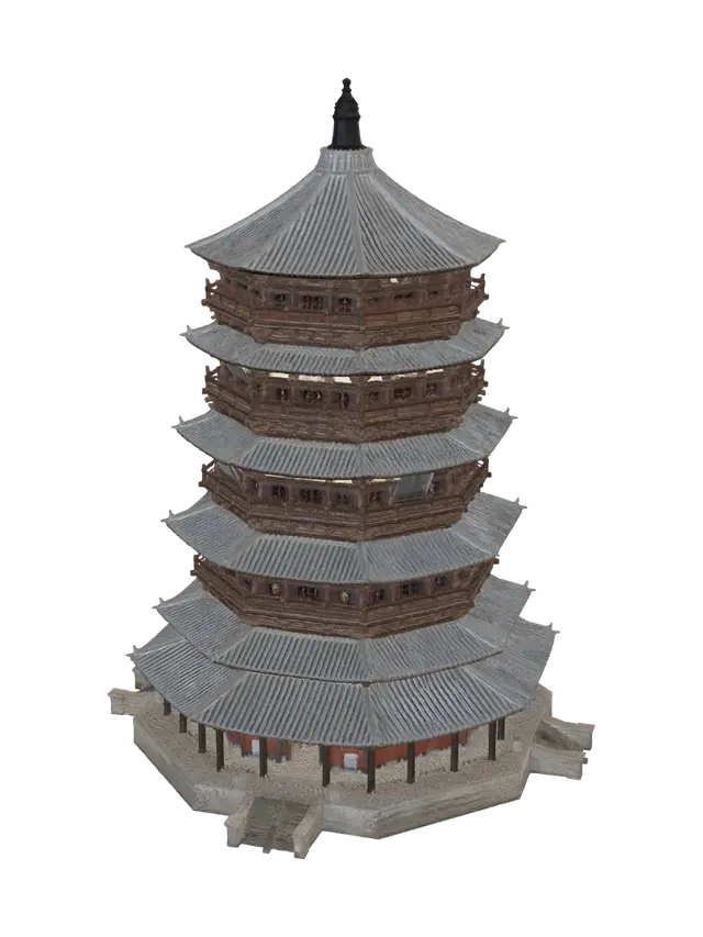 3D model for Seven-Story Wooden Chinese Pagoda