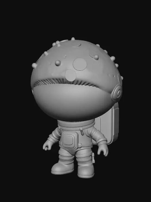 3D model for A cute astronaut mushroom exploring a glowing alien planet, futuristic tiny space suit with transparent helmet, floating spores in zero gravity, colorful nebula sky background, dreamy sci-fi fantasy atmosphere, ultra detailed stylized textures, collectible animated character, cinematic space lighting