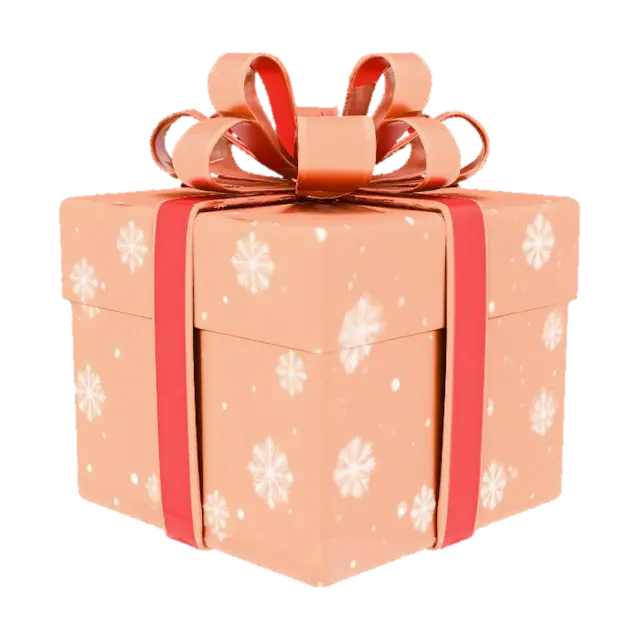 Create a single 3D Christmas gift box with metallic wrapping paper, ribbon bow, and… - Wrapped 3D model, vytvořený pomocí AI