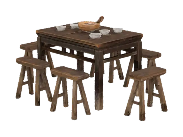 Family Meal Table 3D model, vytvořený pomocí AI