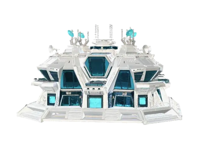 3D-модель low poly futuristic military command center headquarters, white blue chrome… - Commandcenter, сгенерированная ИИ
