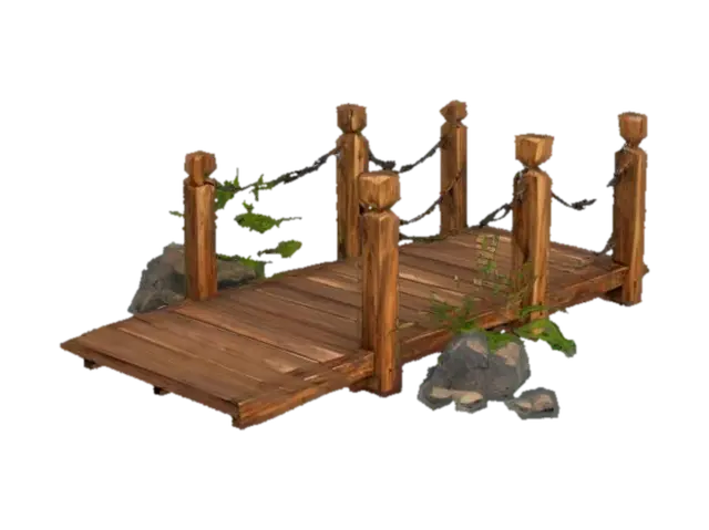 Wooden Garden Bridge - Pathway 3D model, vytvořený pomocí AI