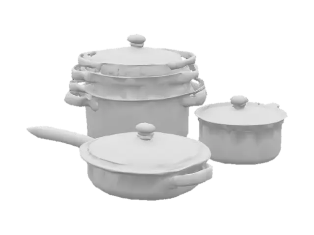 3D model for Stacked Orange Cookware Set