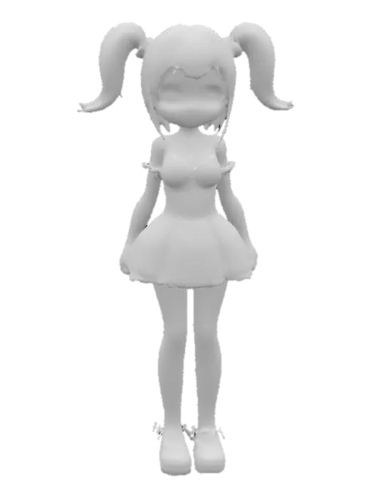 3D model for {
"Object": "stylized magical girl avatar base model",
"Material": "soft matte skin, glossy eyes, satin hair, smooth cloth undergarment",
"Shape/Form": "anime-style proportions, slim arms and legs, heart-shaped face, large expressive eyes",
"Color Scheme": "fair skin tone, pastel pink hair, lavender eyes, white under-outfit",
"Texture Details": "smooth skin shading, subtle blush on cheeks, soft hair shine, gentle eye gloss",
"Style": "stylized anime-inspired",
"Environment/Use Context": "base character for dress-up game, rigged and ready for outfit swapping",
"Reference Models": "inspired by Pretty Cure, Gacha Life, and Magical Girl Lyrical Nanoha style"
}