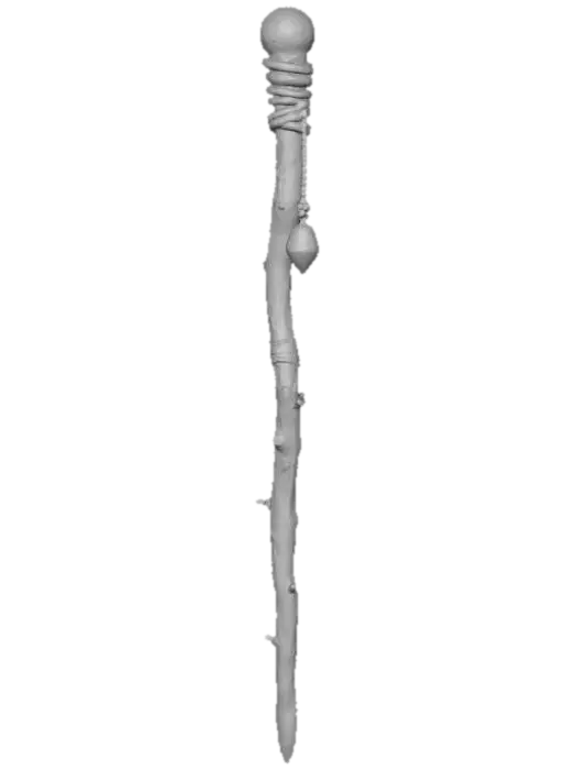 3D model for Create a detailed 3D model of a magical wand designed for a young spellcaster. The wand should be slender and slightly twisted, made of enchanted wood like elder or willow. Add glowing runes etched along the shaft, and a gemstone tip — options like amethyst, ruby, or moonstone. Include subtle spark effects or magical aura swirling around it. The handle should be wrapped in velvet or dragonhide, with a charm or tassel dangling from the base. The design should feel mystical, elegant, and ready to cast powerful spells.