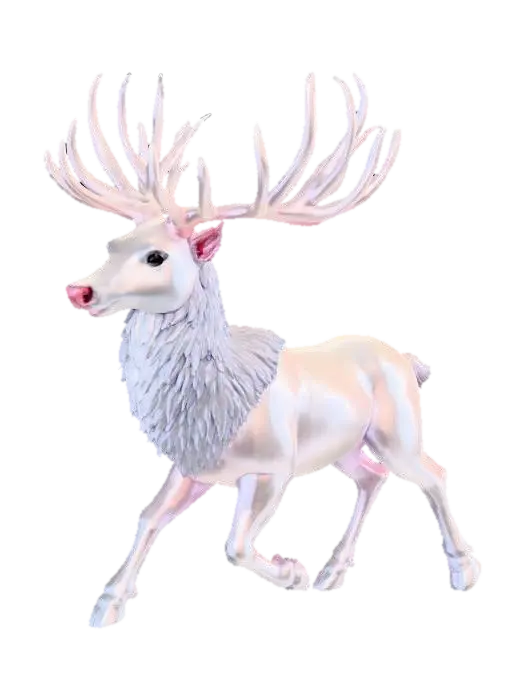 Majestic reindeer formed entirely of shimmering aurora lights, galloping across a… - Dreamy 3D model, vytvořený pomocí AI
