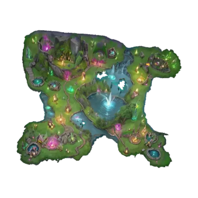 "Create a magical fantasy baseplate with vibrant terrain. Include walls adorned… 3D model, vytvořený pomocí AI