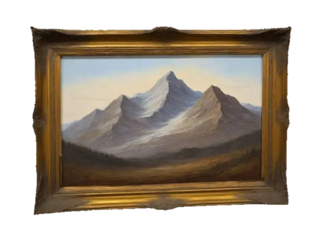 a painting of a mountain in an ornate frame 3D model, vytvořený pomocí AI