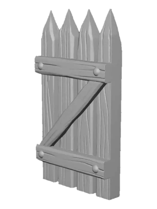 3D model for Wooden Palisade Half Gate
