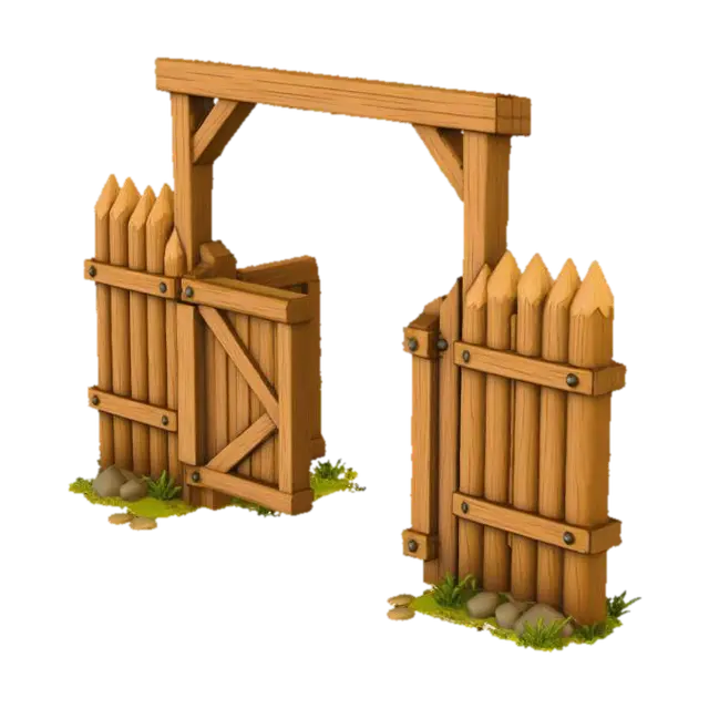 Wooden Palisade Gateway Open - Gate-3D-modell, genererad av AI