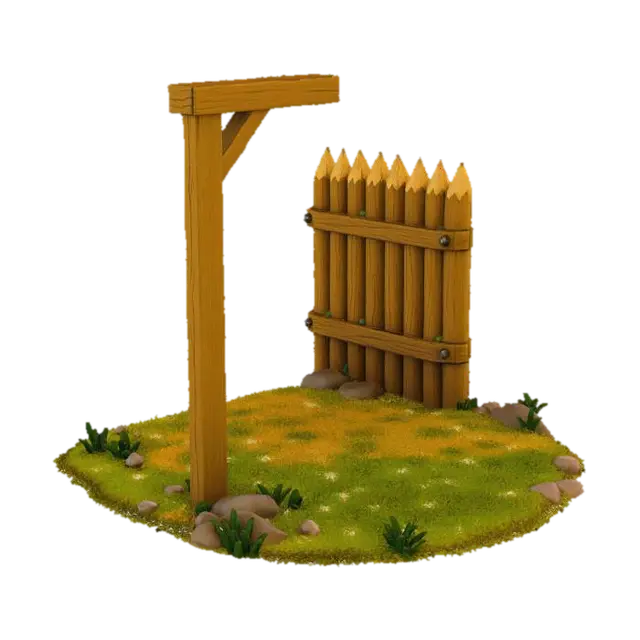 Wooden Palisade Gateway Empty-3D-modell, genererad av AI