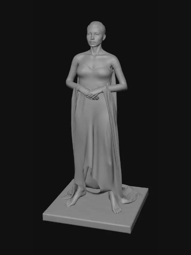 3D model for Out of the water, the subject most often appears as a female humanoid with a mean volume of 90 L comprised entirely of water (other forms are possible, commonly geometric shapes). When it enters a body of water, it becomes indistinguishable from its surroundings. The subject must periodically return to a body of water in order to maintain its volume due to evaporation