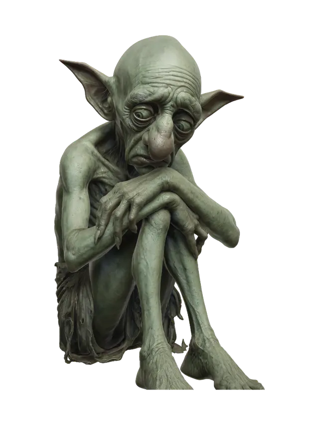 A highly detailed, full-body illustration of a unique elderly goblin with a muted… 3D model, vytvořený pomocí AI