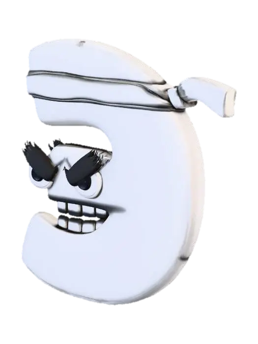 C Ninja Letter - Alphabet 3D model, vytvořený pomocí AI