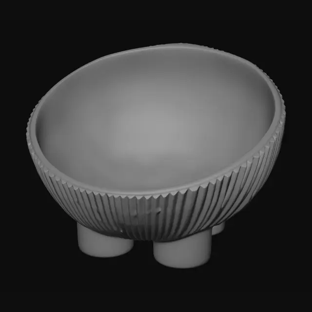 3D model for Ribbed Orb Bowl on Tripod Legs