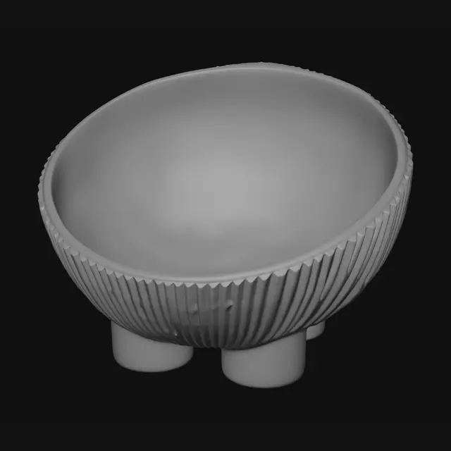 3D model for Ribbed Orb Bowl on Tripod Legs