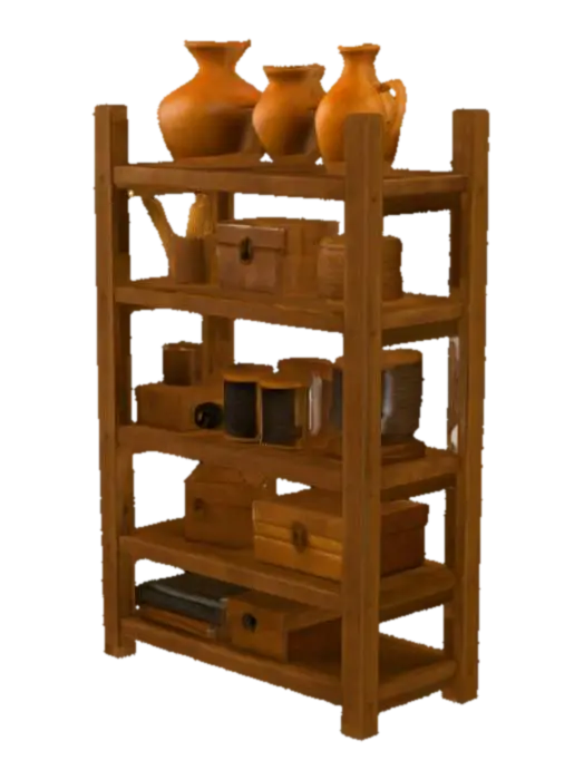 Rustic Shelving Display - Cabin 3D model, vytvořený pomocí AI