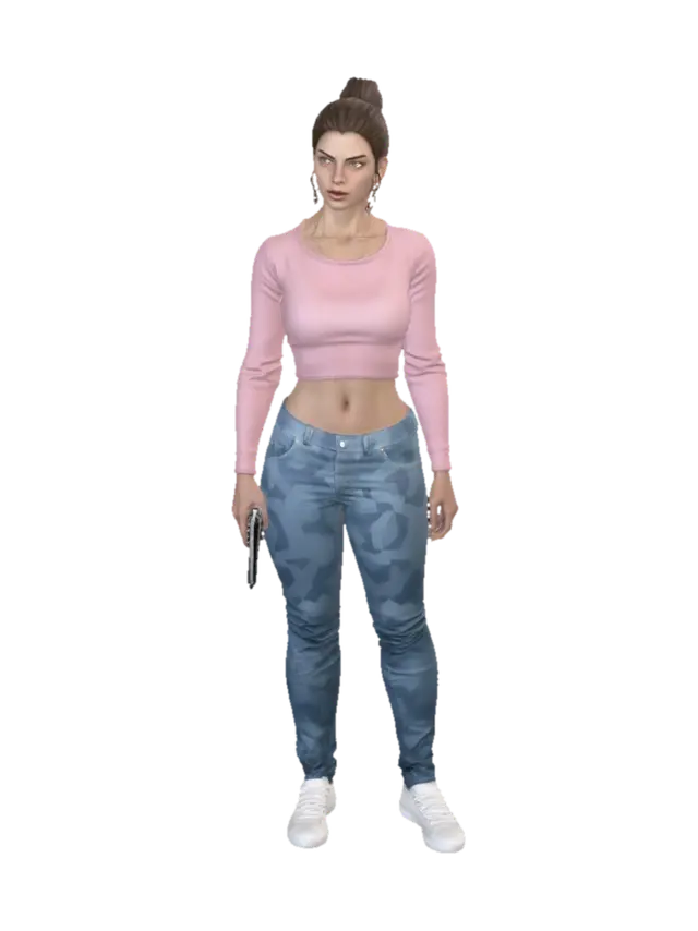 Pink Crop Top and Camouflage Jeans - Modest 3D model, vytvořený pomocí AI