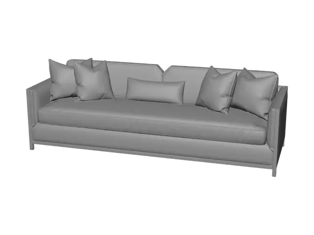 3D model for Modern Beige Sofa with Velvet Pillows