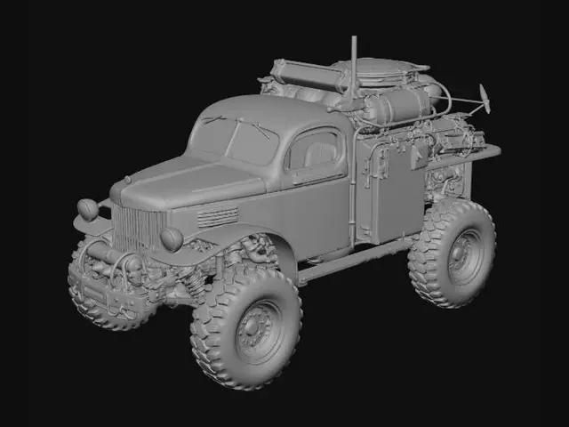 3D model for Blueprint of a Heavy-Duty Off-Road Fire Engine