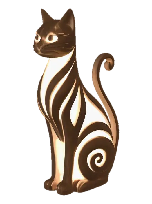 Spiral Cat Lamp 3D model, vytvořený pomocí AI