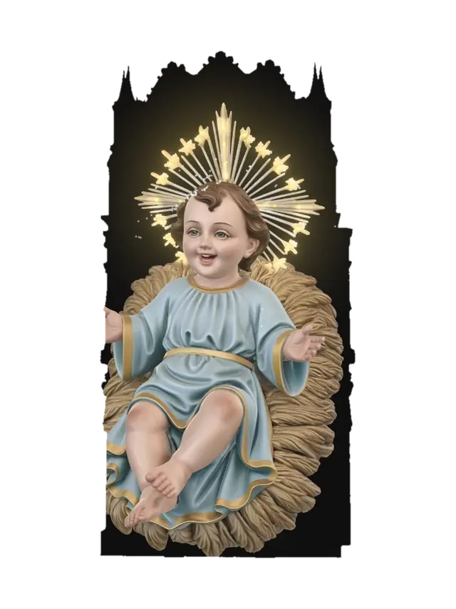 Infant Jesus with Sunburst Halo - Christian 3D model, vytvořený pomocí AI