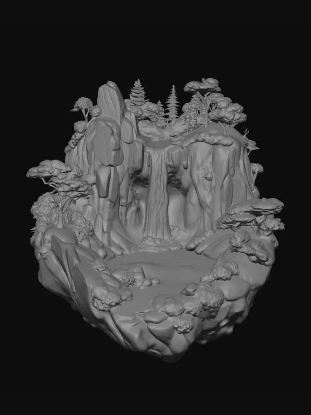 3D model for Floating Island Waterfall Sanctuary