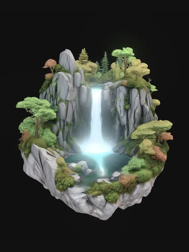 3D model for Floating Island Waterfall Sanctuary