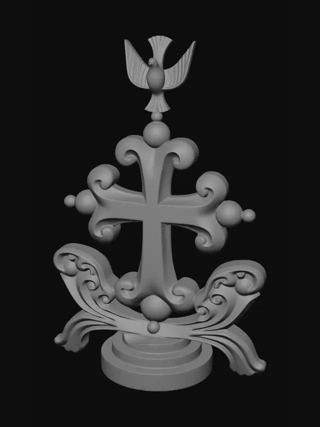 3D model for Golden Fleur-de-Lis Cross