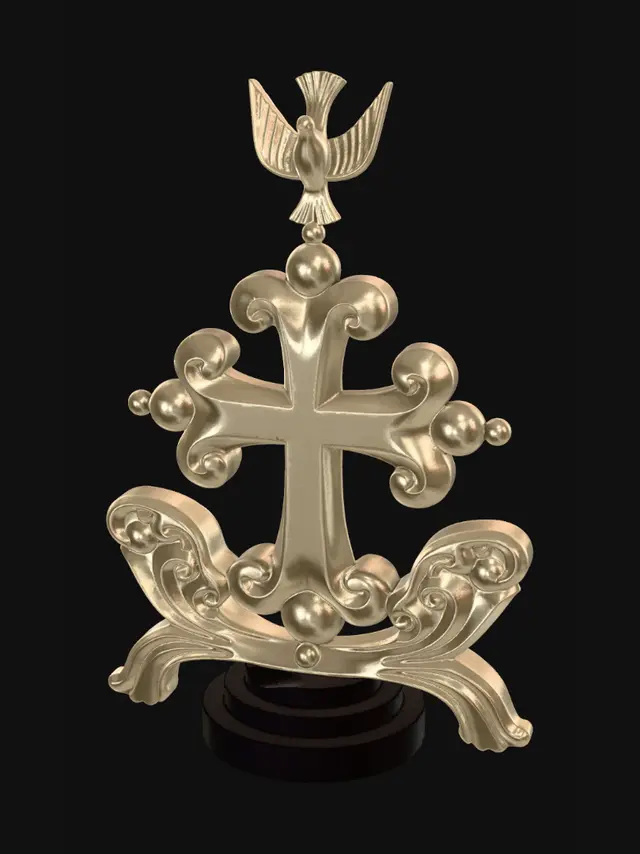 3D model for Golden Fleur-de-Lis Cross