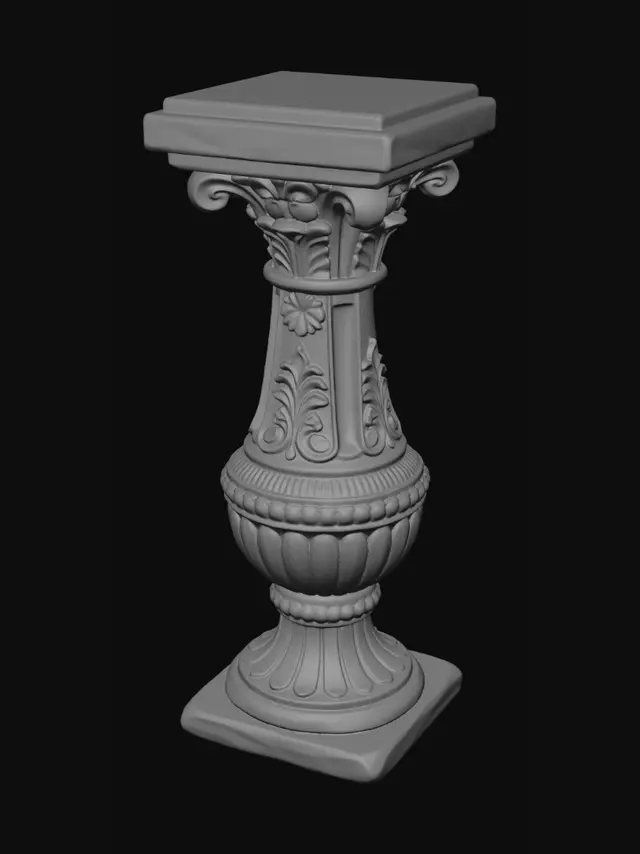 3D model for Ornate Golden Marble Pedestal