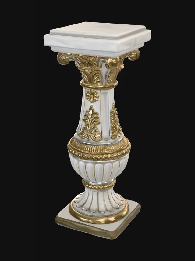 3D model for Ornate Golden Marble Pedestal