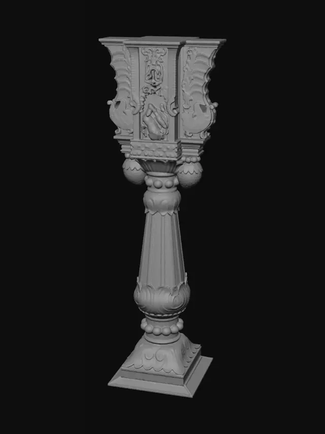 3D model for Ornate Golden Pillar in a Royal Hall