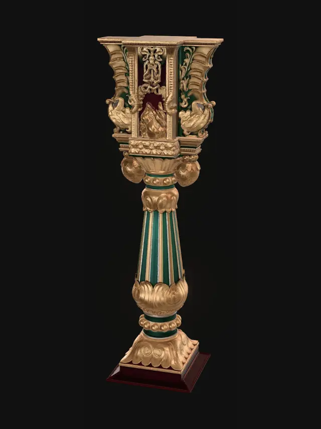 3D model for Ornate Golden Pillar in a Royal Hall