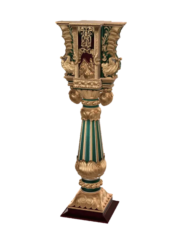 Ornate Golden Pillar in a Royal Hall - Thronehall 3D model, vytvořený pomocí AI