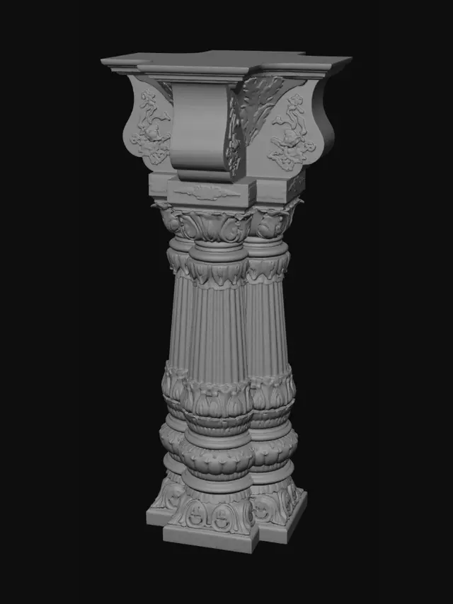 3D model for Ornate Turquoise Pillar in a Decorated Hall