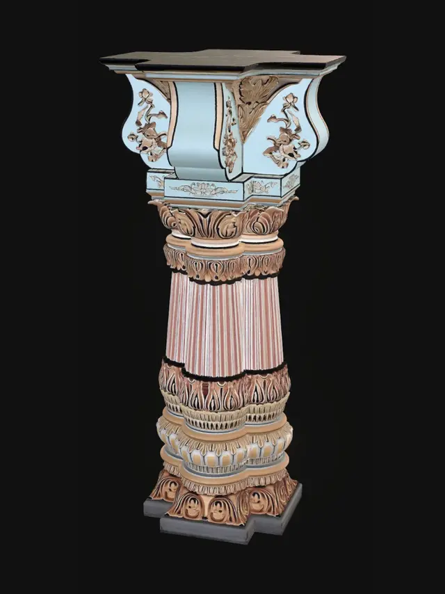 3D model for Ornate Turquoise Pillar in a Decorated Hall