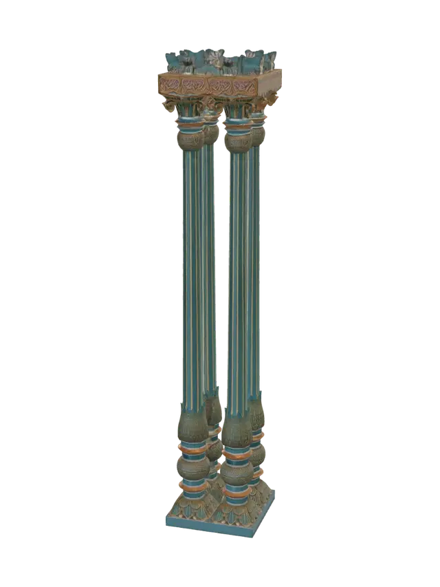 Teal Pillars in an Ornate Hall 3D model, vytvořený pomocí AI