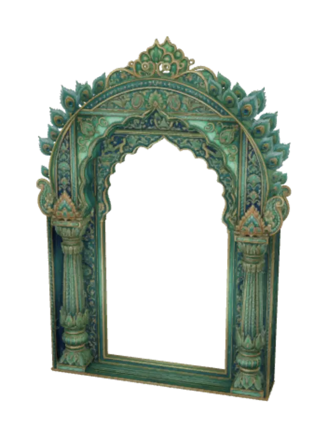 Teal Peacock Arch 3D model, vytvořený pomocí AI