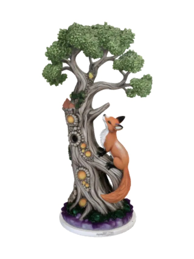 Fox and the Ember Tree - Folkart 3D model, vytvořený pomocí AI