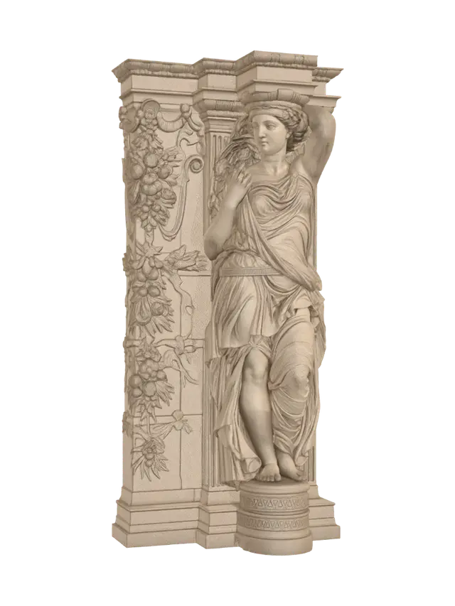 3D-модель Ornate wooden stair newel post - Baluster, згенерована ШІ