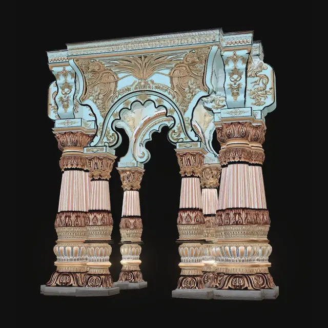 3D model for Ornate Turquoise Pillar in a Decorated Hall