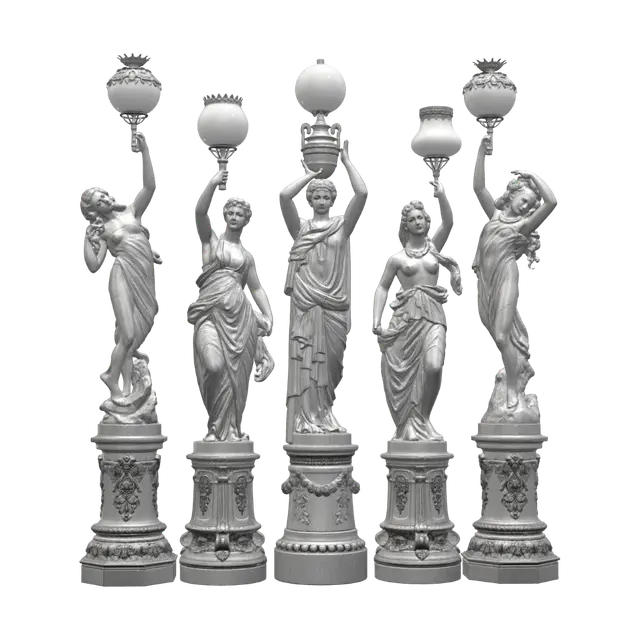 3D model for Five Classical Candelabra Statues
