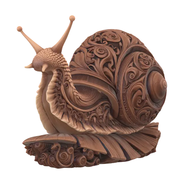 Ornate Woodland Snail - Macro 3D model, vytvořený pomocí AI