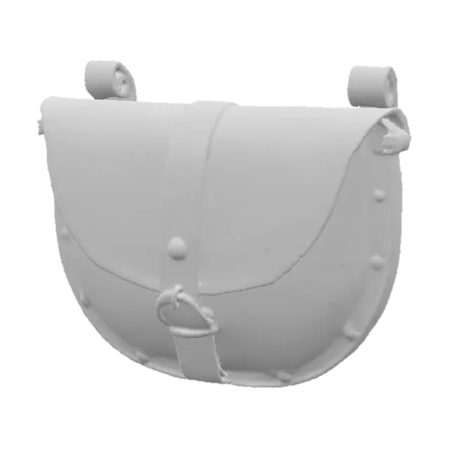 3D model for medieval lether pouch, different lether colors form light brown to dark bron, shabby, worn up. Semicircular at down form factor